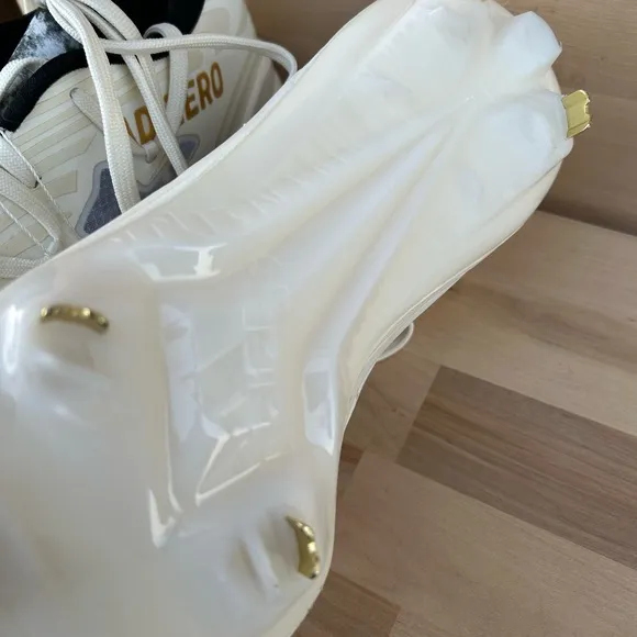 Adidas White and Gold Athletic Shoes Sz 9
