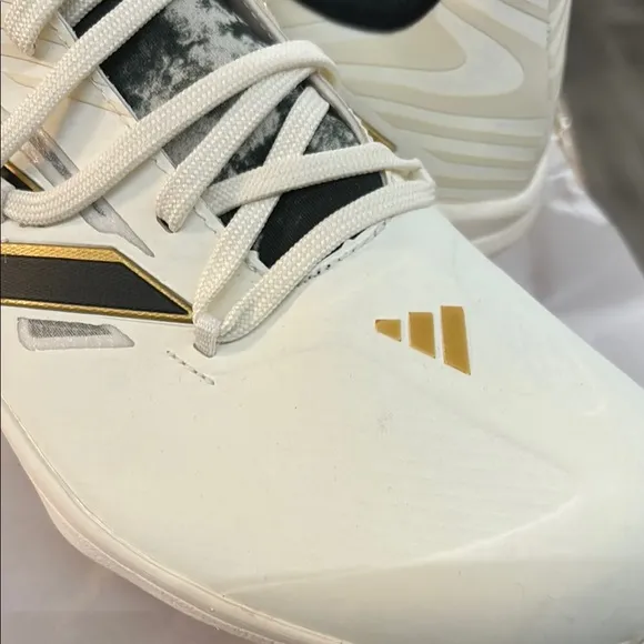 Adidas White and Gold Athletic Shoes Sz 9