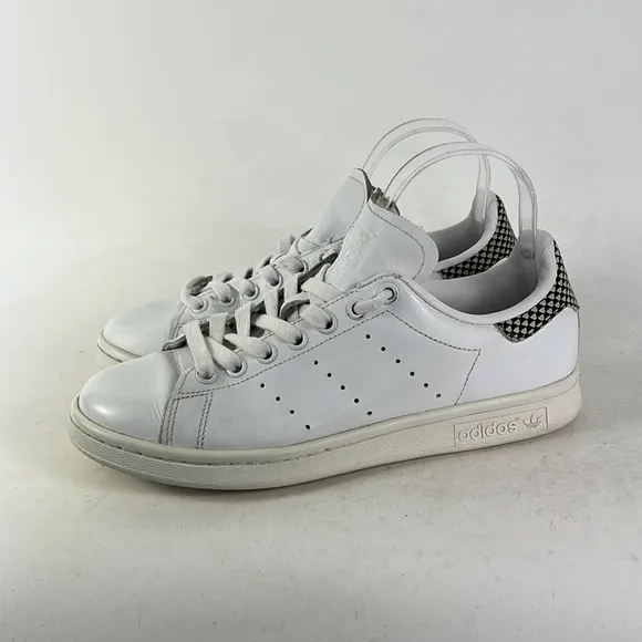 Adidas white black Stan smith reptile scales print athletic sneakers mens size 6