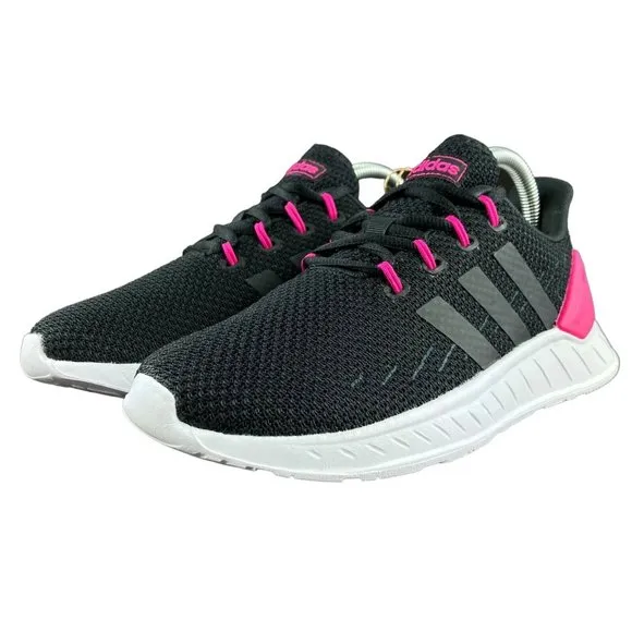 Adidas Youth Girl's Questar Flow NXT Black White Pink Shoes H04205 Sizes 11K-6.5