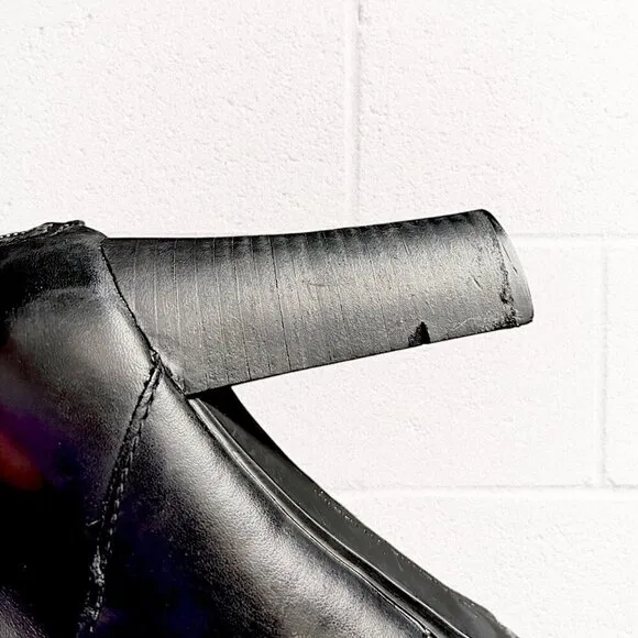 Adrienne Vittadini Tall Black Leather Boots with Buckle Embellishment Size 9