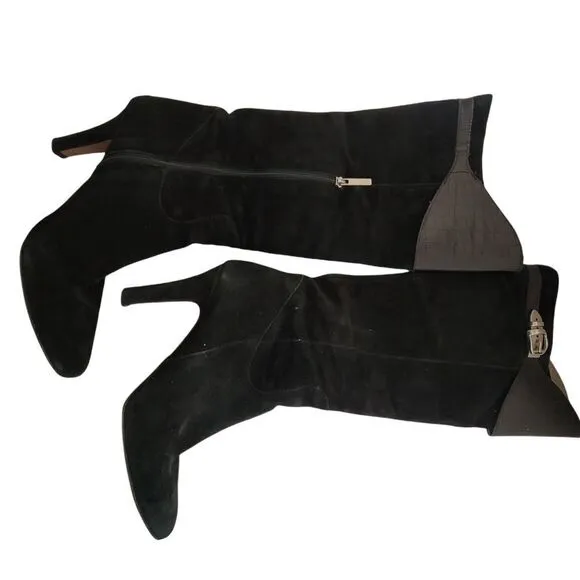 Adrienne Vittadini Tall Black Suede Boots 7.5M