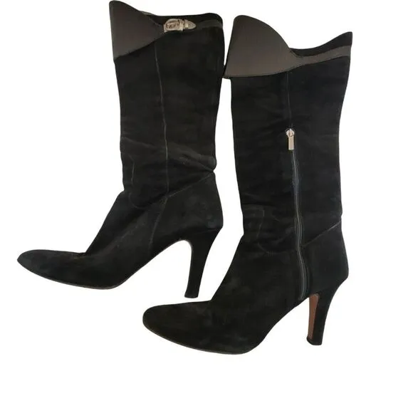Adrienne Vittadini Tall Black Suede Boots 7.5M