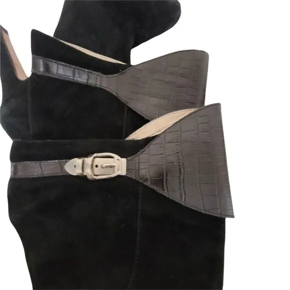 Adrienne Vittadini Tall Black Suede Boots 7.5M