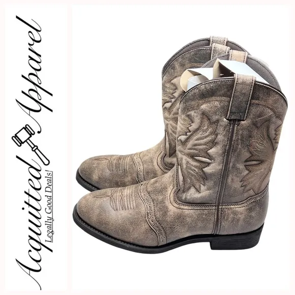 AdTec Men's Stonewashed Brown Leather 11&quot; Western Work Boots 1553 SBR