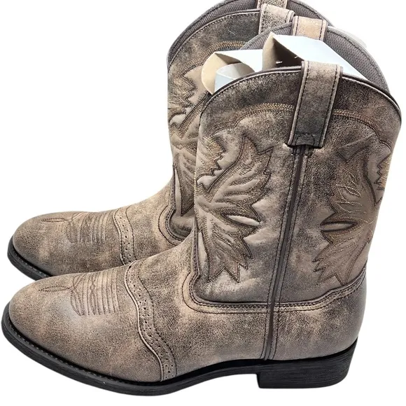 AdTec Men's Stonewashed Brown Leather 11&quot; Western Work Boots 1553 SBR