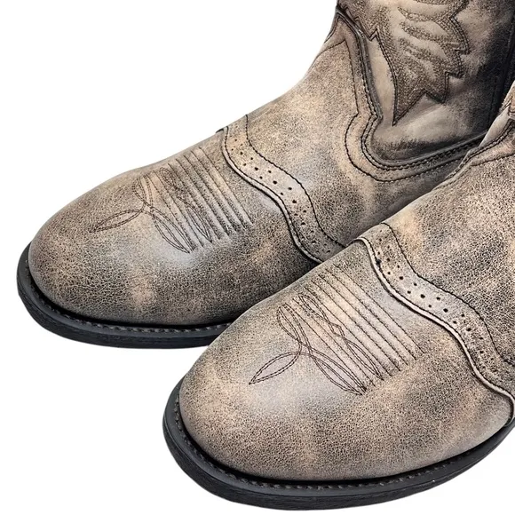 AdTec Men's Stonewashed Brown Leather 11&quot; Western Work Boots 1553 SBR