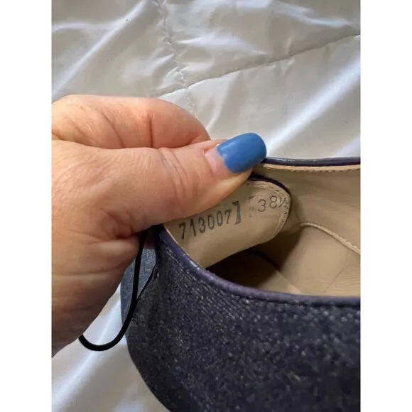 AGL Womens Denim Blue Print Leather Lace Up Oxfords Casual Shoes Size 38.5 Italy