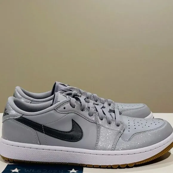 Air Jordan Men's 1 Low G Golf Shoes - Color: Wolf Grey/White