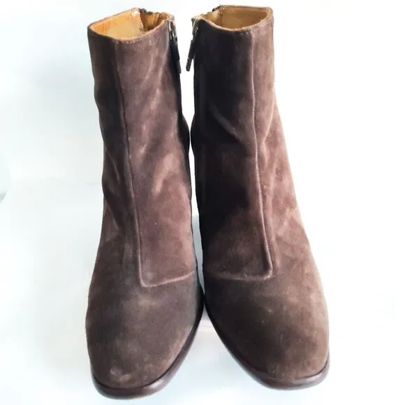 Alberto Fermani Viva Zip Brown Suede Ankle Boots Size 39.5 9.5 Italy Office Work