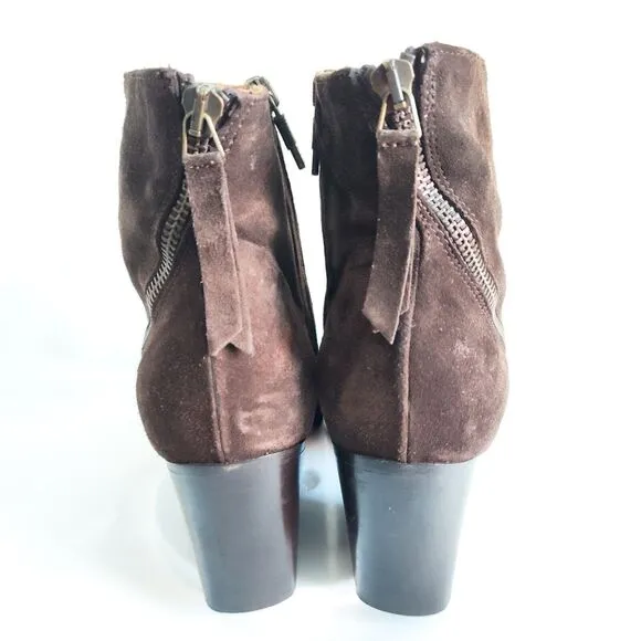 Alberto Fermani Viva Zip Brown Suede Ankle Boots Size 39.5 9.5 Italy Office Work