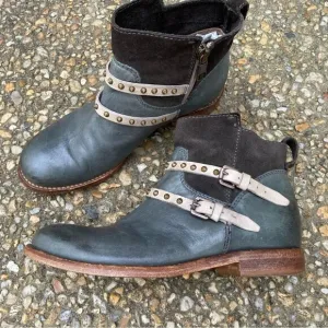 Alberto Fermani belted studded ankle biker boots 36