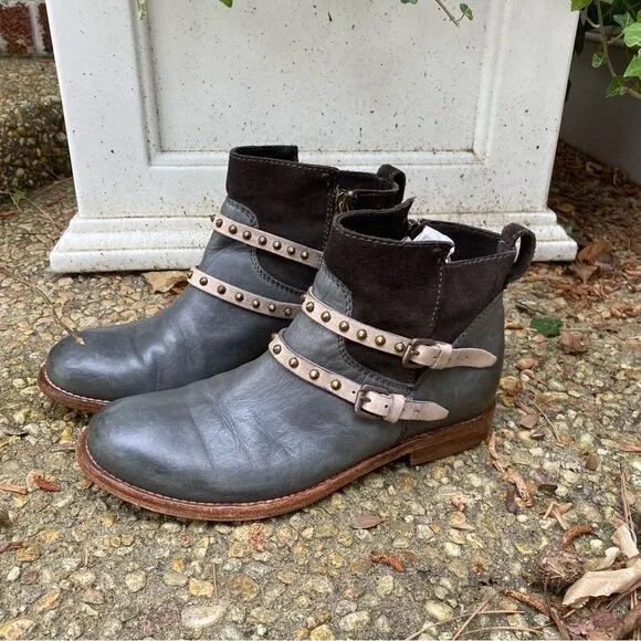 Alberto Fermani belted studded ankle biker boots 36