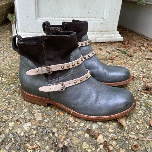 Alberto Fermani belted studded ankle biker boots 36