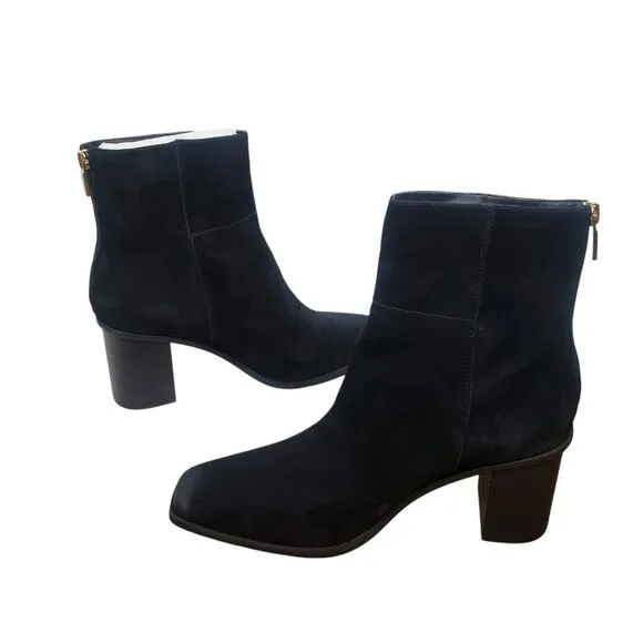Aldo Black Ankle Boots Suede Leather Casual Zipper Ormosia US 10 Square Toe