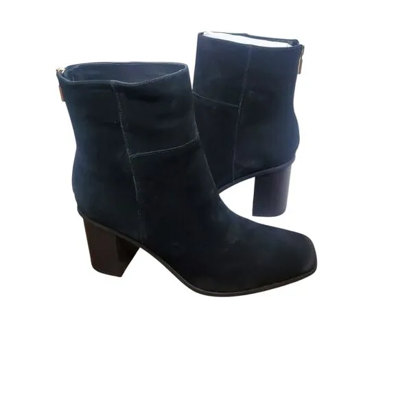Aldo Black Ankle Boots Suede Leather Casual Zipper Ormosia US 10 Square Toe