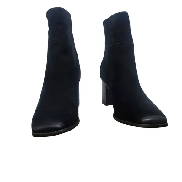 Aldo Black Ankle Boots Suede Leather Casual Zipper Ormosia US 10 Square Toe