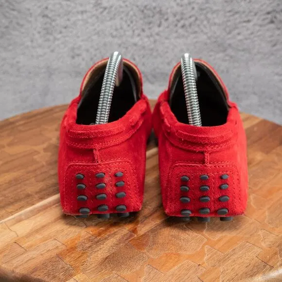 ALDO red Suede Blue Striped Anchor Nautical Buckle Mocs Loafers. Mens 8.5