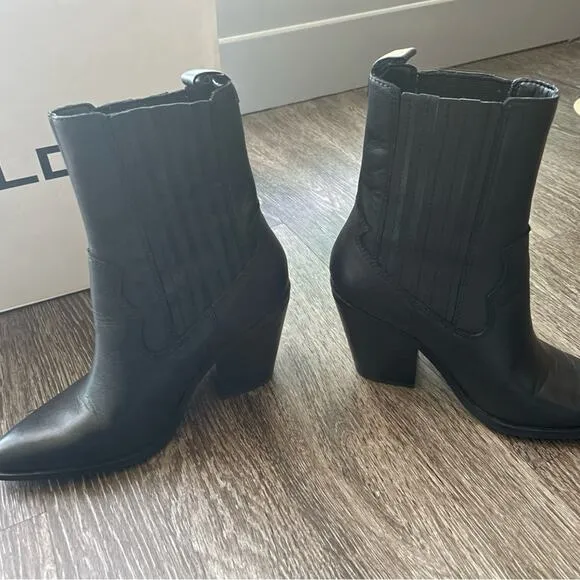 Aldo Women’s/Teen Cowboy Drerissa Ankle Western Booties Black Size 6.5