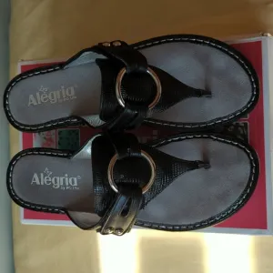 Alegria black/reptile NEW sandals. Size 39