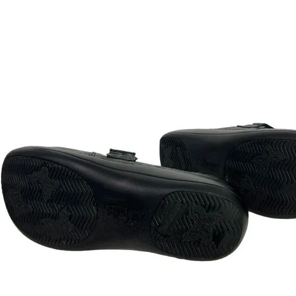 Alegria Joleen Black Leather Paisley Embossed Tooled Slip On Shoe EU 39, US 9M