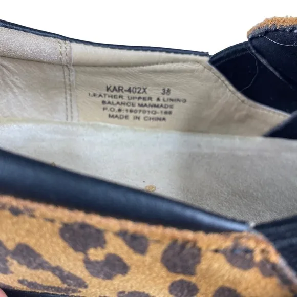 ALEGRIA Kar-402X Leather Slip-On Shoes With Double Gore Leopard Orange Black 38