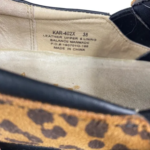 ALEGRIA Kar-402X Leather Slip-On Shoes With Double Gore Leopard Orange Black 38