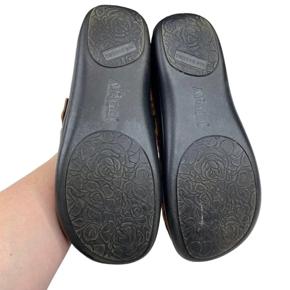 ALEGRIA Kar-402X Leather Slip-On Shoes With Double Gore Leopard Orange Black 38