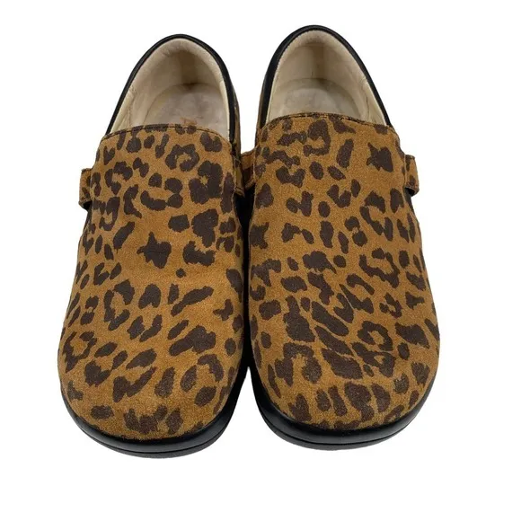 ALEGRIA Kar-402X Leather Slip-On Shoes With Double Gore Leopard Orange Black 38