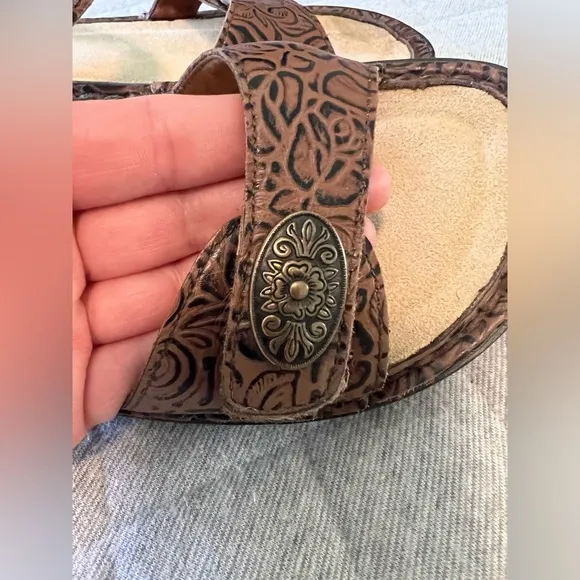 ALEGRIA Vienna Cowgirl Tobacco Brown Sandals Sz 37 US 7-7.5 Adj Straps