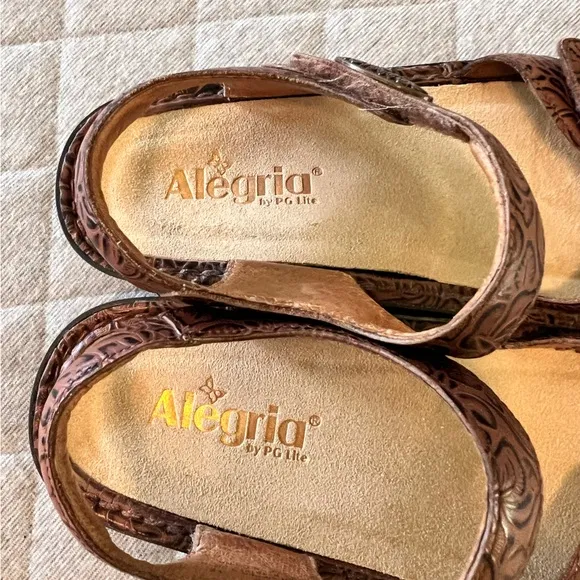 ALEGRIA Vienna Cowgirl Tobacco Brown Sandals Sz 37 US 7-7.5 Adj Straps