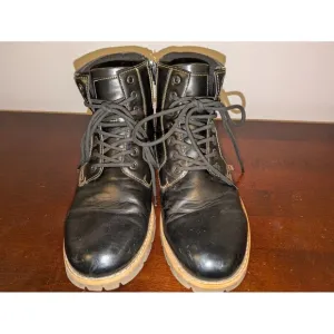 ALESBURY Men's Jaxx Boots Size 10.5 Lace Up Leather Tie Zipper Black