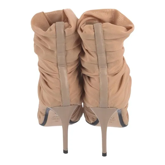 Alevi Women’s Neutral Pleated Accents Sock Boots Size: 9 | IT 39