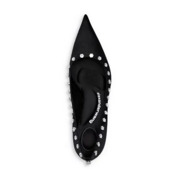 ALEXANDER WANG Womens Black Crystal Delphine 85 Stiletto Slip On Pumps Shoes 36