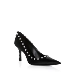 ALEXANDER WANG Womens Black Crystal Delphine 85 Stiletto Slip On Pumps Shoes 36