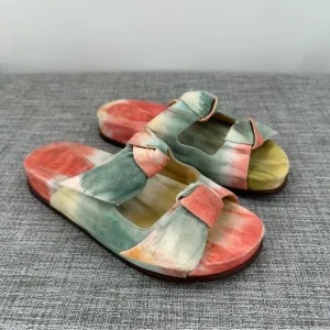 Alexandre Birman Clarita Bow Tie Dye Slides‎ Sandals Size 38, US 8 Knot