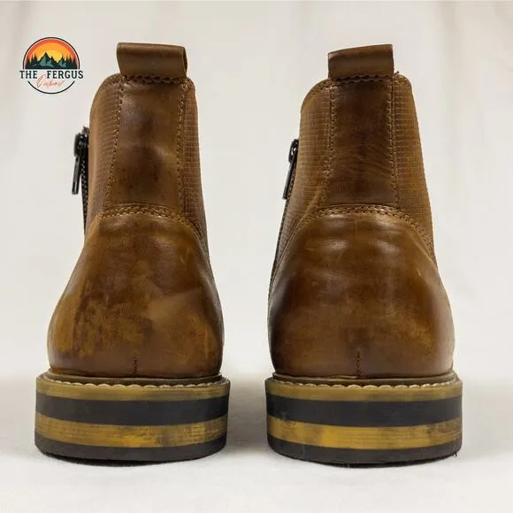Alfani Jayce Brown Real Leather Zip Ankle Boots Made In Bangladesh Mens Size 13