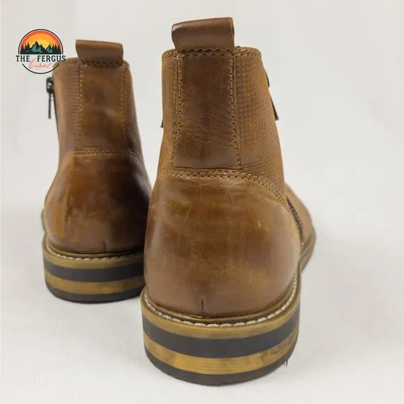Alfani Jayce Brown Real Leather Zip Ankle Boots Made In Bangladesh Mens Size 13