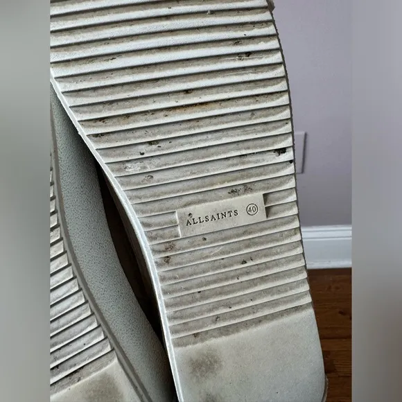 All Saints Women’s Trish Taupe Suede Platform Sneakers Size 9‎