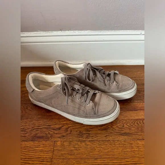 All Saints Women’s Trish Taupe Suede Platform Sneakers Size 9‎