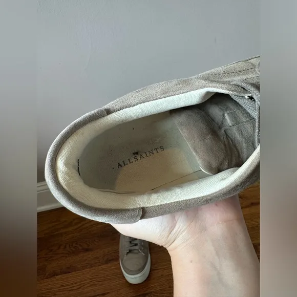 All Saints Women’s Trish Taupe Suede Platform Sneakers Size 9‎
