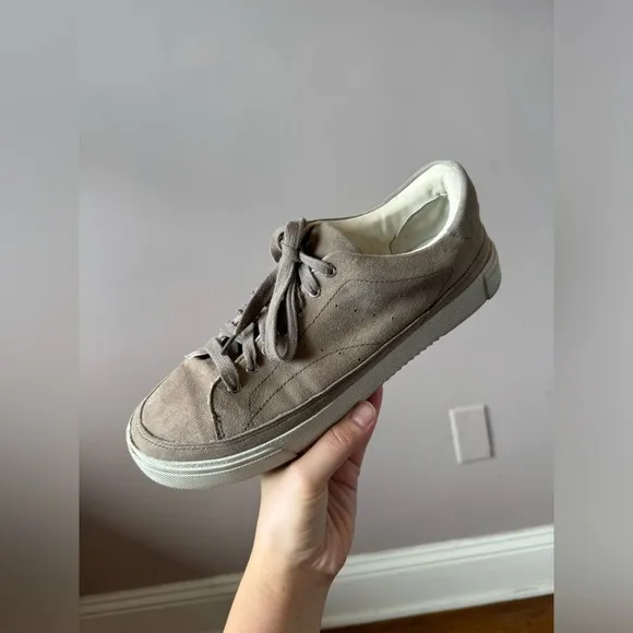 All Saints Women’s Trish Taupe Suede Platform Sneakers Size 9‎