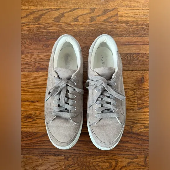 All Saints Women’s Trish Taupe Suede Platform Sneakers Size 9‎
