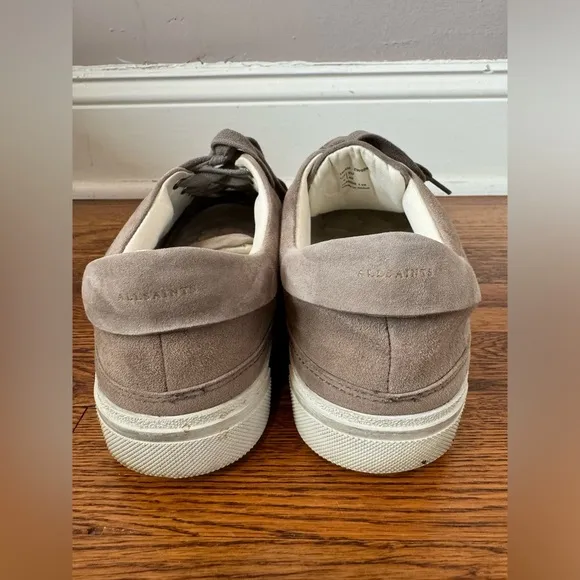 All Saints Women’s Trish Taupe Suede Platform Sneakers Size 9‎