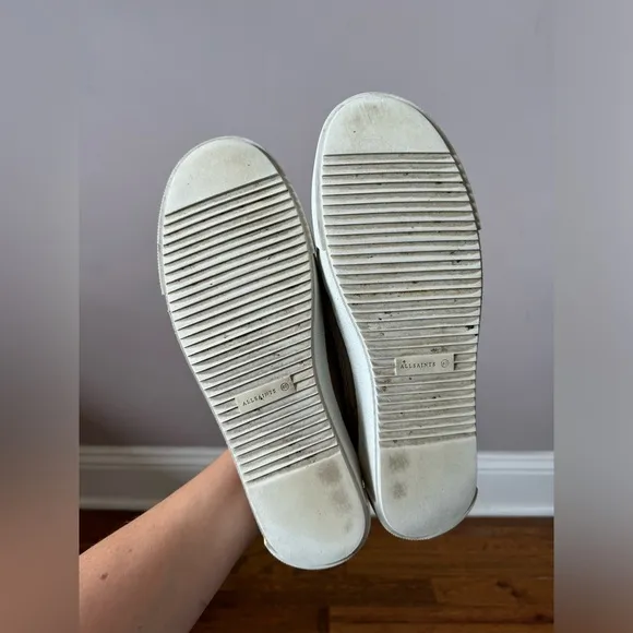 All Saints Women’s Trish Taupe Suede Platform Sneakers Size 9‎
