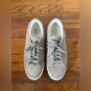 All Saints Women’s Trish Taupe Suede Platform Sneakers Size 9‎