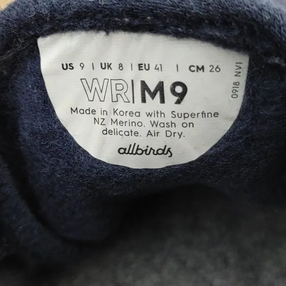 AllBirds Navy Blue Wool Runners Comfort Shoes Men's Size 9 CLEAN