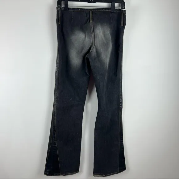 Allen B. by Allen Schwartz Leather Waistband Bootcut Jeans Size 30 USA Made Y2K