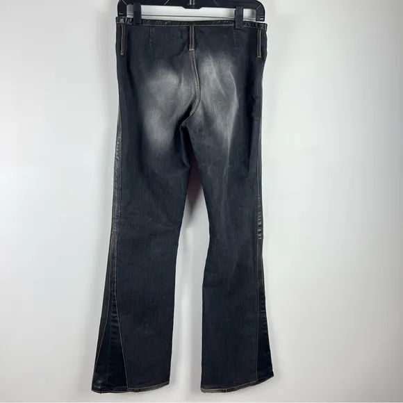 Allen B. by Allen Schwartz Leather Waistband Bootcut Jeans Size 30 USA Made Y2K