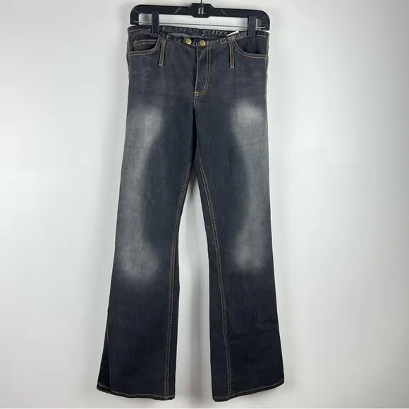 Allen B. by Allen Schwartz Leather Waistband Bootcut Jeans Size 30 USA Made Y2K